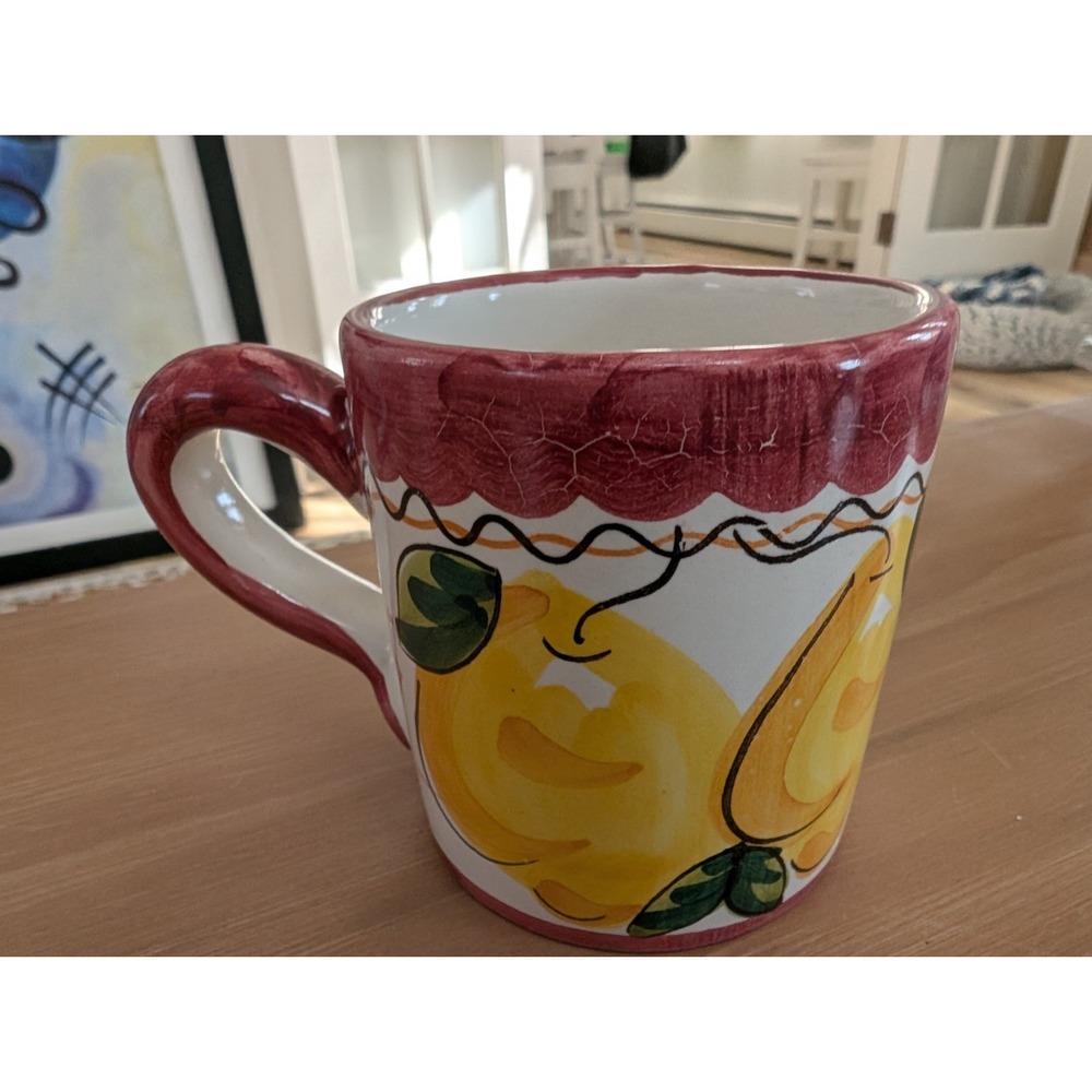 Ravello Ceramiche d'arte Hand Painted Ceramic Lemons Mug 6oz Made In Italy‎